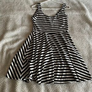 Bar III skater dress with black and white stripes